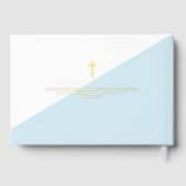 Elegant Blue Cross Baby Taufe Custom Gästebuch (Rückseite)