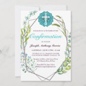 Elegant Blue Cross Botanical Floral Bestätigung Einladung (Vorderseite)