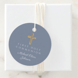 Elegant Blue Cross Boy Erste Kommunalrunde Geschenkanhänger