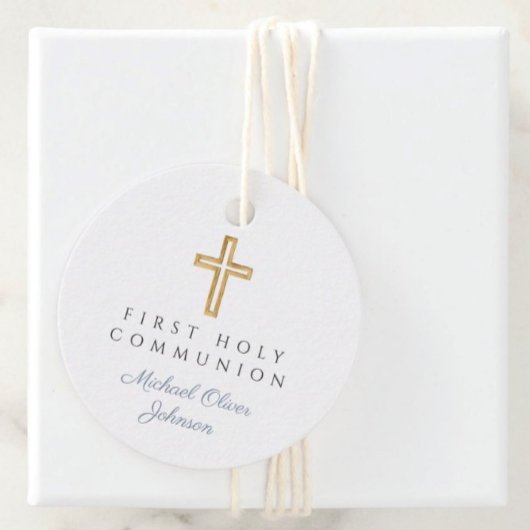 Elegant Blue Cross Boy Erste Kommunalrunde Geschenkanhänger