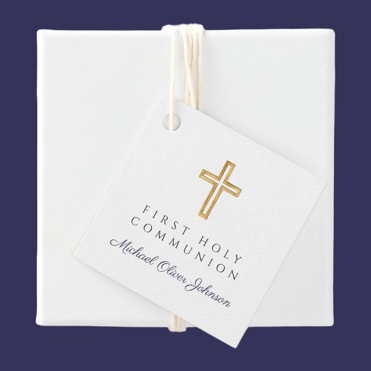 Elegant Blue Cross Boy First Communion Geschenkanhänger