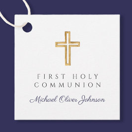 Elegant Blue Cross Boy First Communion Geschenkanhänger