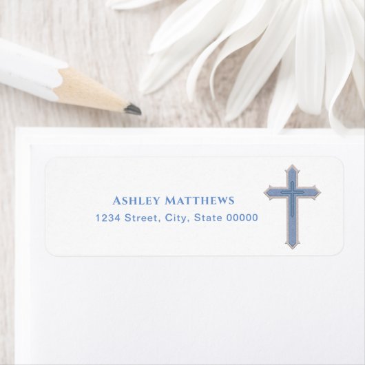 Elegant Blue Cross Boy Taufe Erste Kommune (Insitu)