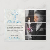 Elegant Blue Cross Heilige Kommunion Foto Vielen D Postkarte (Vorderseite)