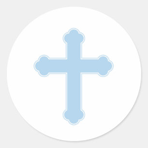 Elegant Blue Cross Ornament Runder Aufkleber
