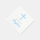 Elegant Blue Cross Taufe Personalisiert Napkin Serviette (Ecke)