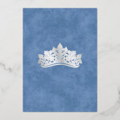 Elegant Blue Crown Tiara Quinceanera Folieneinladung (Rückseite)