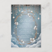 Elegant Blue Crystal Drops Wedding Begleitkarte (Vorderseite)