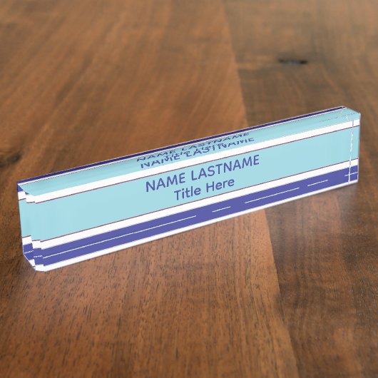 Elegant blue custom name namensplakette (Seite)