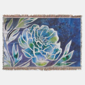 Elegant Blue Dahlia Navy Aquamarin Floral Watercol Decke (Vorderseite)