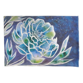 Elegant Blue Dahlia Navy Aquamarin Floral Watercol Kissenbezug