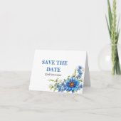 Elegant Blue Daisy Wedding Save the Date Ankündigung (Vorderseite)