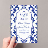 Elegant Blue Damask  Acryleinladungen (Insitu (Handheld))