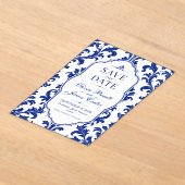 Elegant Blue Damask  Acryleinladungen (Ablage )
