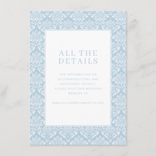 Elegant Blue Damask Begleitkarte (Vorderseite)