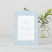 Elegant Blue Damask Begleitkarte (Stehend Vorderseite)