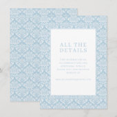 Elegant Blue Damask Begleitkarte (Vorne/Hinten)