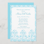 Elegant Blue Damask Bridal Dusche Einladung (Vorne/Hinten)