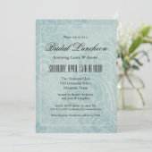 Elegant Blue Damask Bridal Luncheon Einladung (Stehend Vorderseite)
