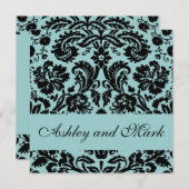 Elegant Blue Damask Einladung (Vorne/Hinten)