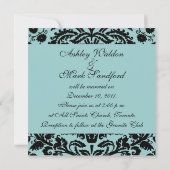 Elegant Blue Damask Einladung (Rückseite)