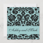 Elegant Blue Damask Einladung (Vorderseite)