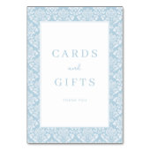 Elegant Blue Damask Gratitude Card Tischnummer (Rückseite)