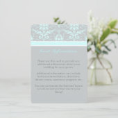 Elegant Blue Damask Guest Information Card Begleitkarte (Stehend Vorderseite)