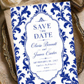 Elegant Blue Damask  Save The Date