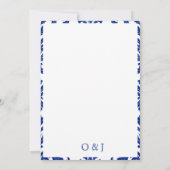 Elegant Blue Damask  Save The Date (Rückseite)