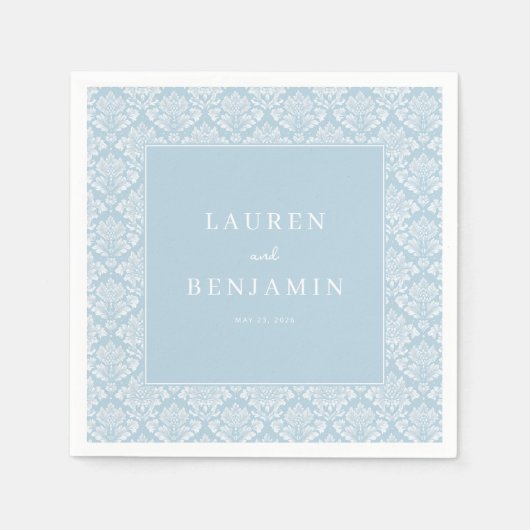 Elegant Blue Damask Serviette (Vorderseite)