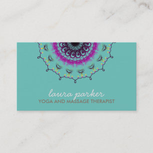 Elegant Blue Damask Swirl Yoga Heilung Gesundheit Visitenkarte