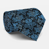 Elegant Blue Damask - Vintage Baroque Floral Krawatte (Gerollt)
