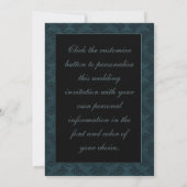 Elegant Blue Damask Wedding Einladung (Rückseite)