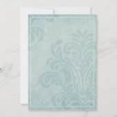 Elegant Blue Damask Wedding Einladung (Rückseite)