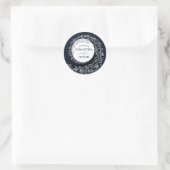 Elegant Blue Damask Wedding Runder Aufkleber (Tasche)
