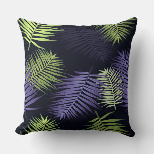 Elegant Blue Dark Palm Blätter Kissen