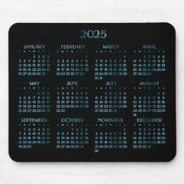 Elegant Blue Deko Yearly Calendar 2025 Mousepad