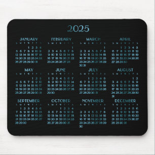 Elegant Blue Deko Yearly Calendar 2025 Mousepad