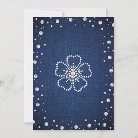 Elegant Blue Denim and Pearls Couple's Shower Einladung (Rückseite)