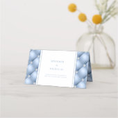 Elegant Blue Diamond Tufted Wedding Platzkarte (Rückseite)