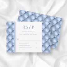 Elegant Blue Diamond Tufted Wedding RSVP