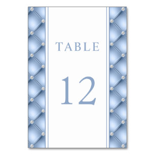Elegant Blue Diamond Tufted Wedding Tischnummer