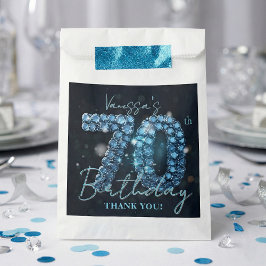Elegant Blue Diamonds Glamour 70th Birthday Party Geschenktütchen