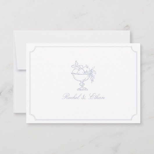 Elegant Blue Double Frame Wedding RSVP Card Karte (Rückseite)