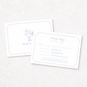 Elegant Blue Double Frame Wedding RSVP Card Karte