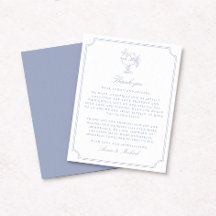Elegant Blue Double Frame Wedding Thank You Card