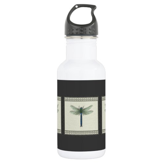 Elegant Blue Dragonfly Edelstahlflasche (Vorderseite)