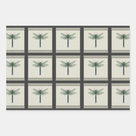 Elegant Blue Dragonfly Geschenkpapier Set (Vorderseite 3)