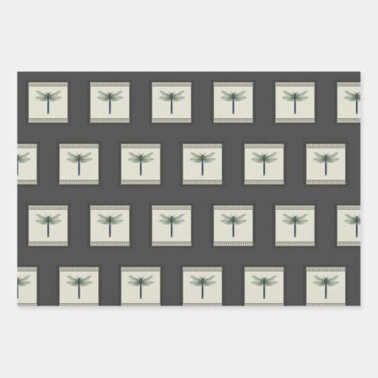 Elegant Blue Dragonfly Geschenkpapier Set (Vorderseite)